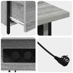 vidaXL Armadio da Notte con cassetto Grigio sonoma 60 x 30 x 61 cm