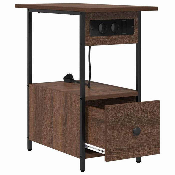 vidaXL Armadio da Notte con cassetto Rovere marrone 60 x 30 x 61 cm