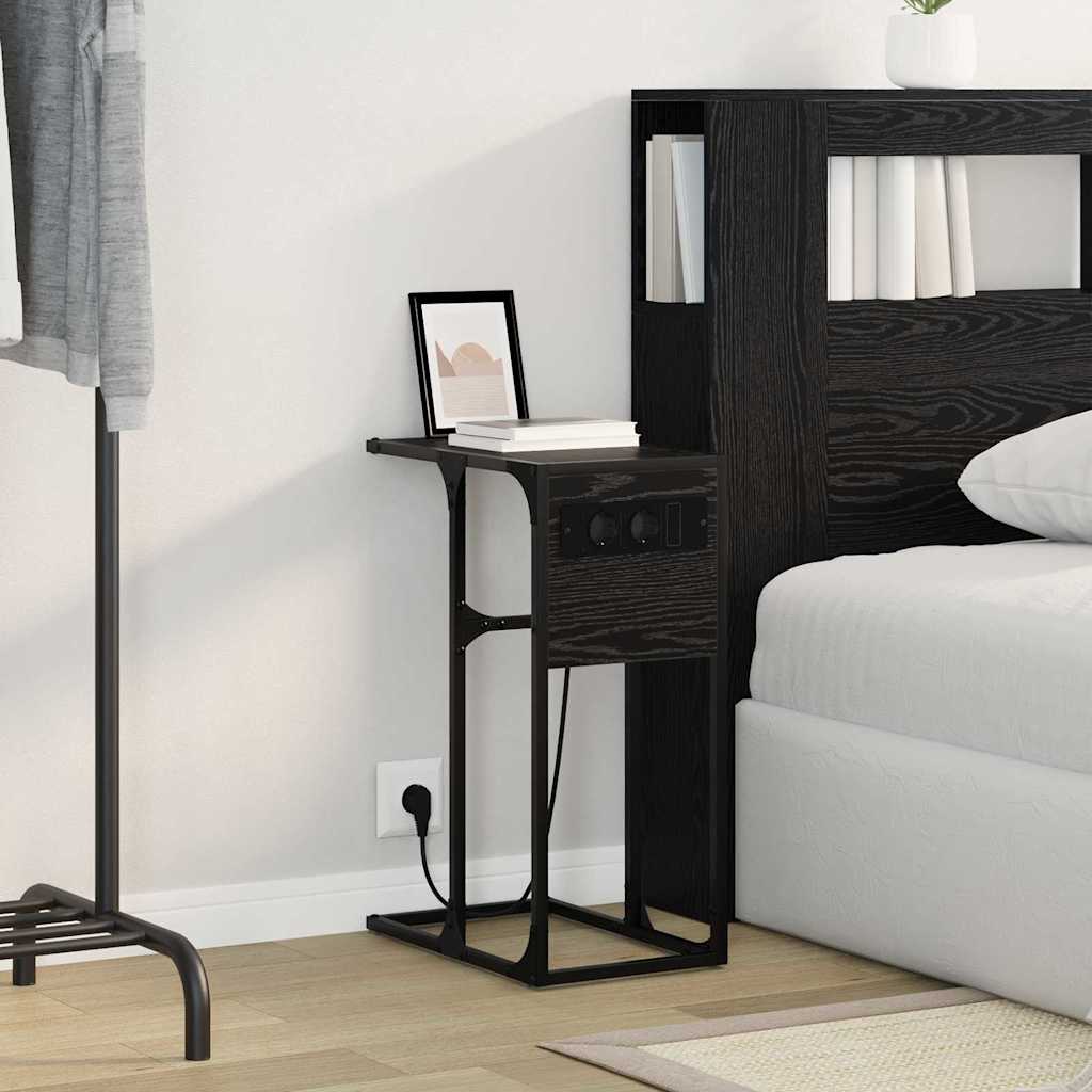 vidaXL Comodino Rovere nero 41.5 x 26 x 60.5 cm Legno multistrato