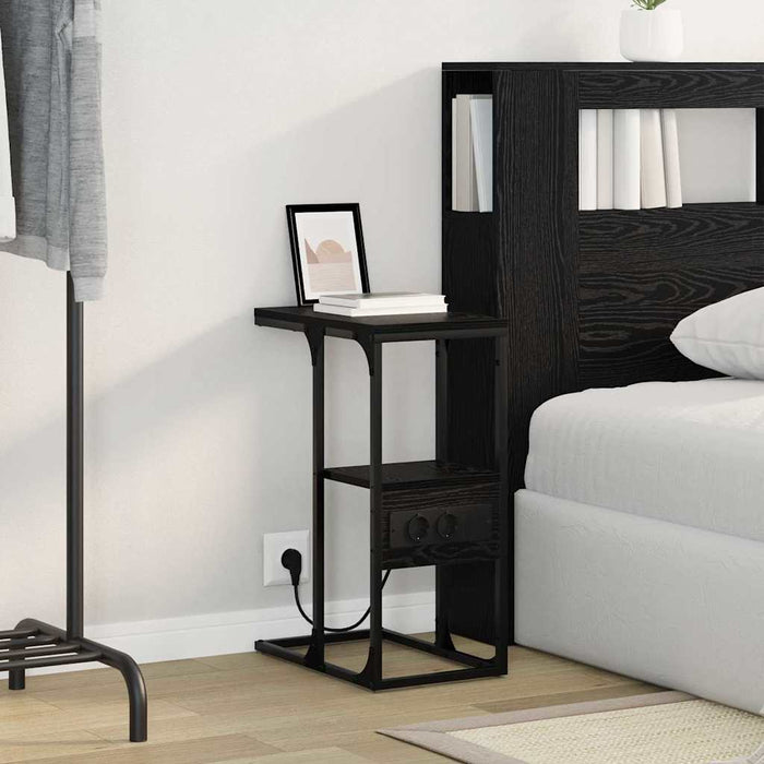 vidaXL Armadio da Notte con cassetto Rovere nero 41.5 x 26 x 60.5 cm