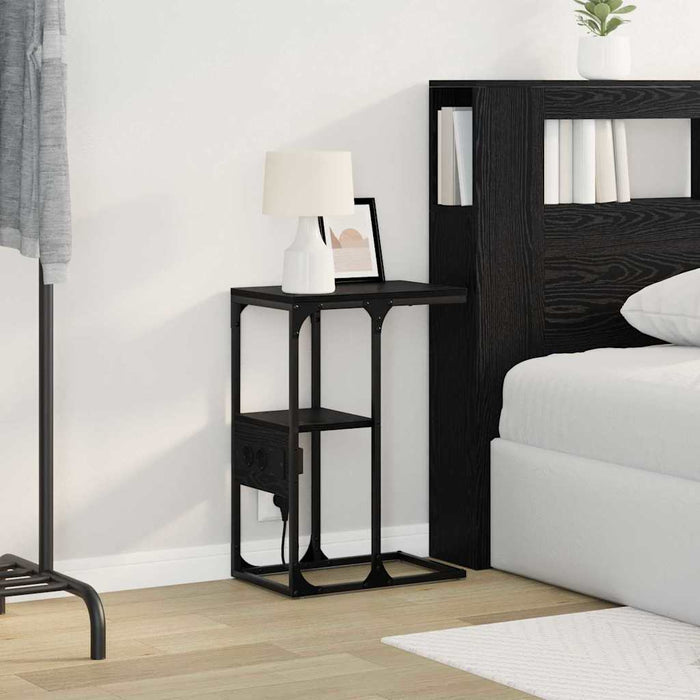 vidaXL Armadio da Notte con cassetto Rovere nero 41.5 x 26 x 60.5 cm