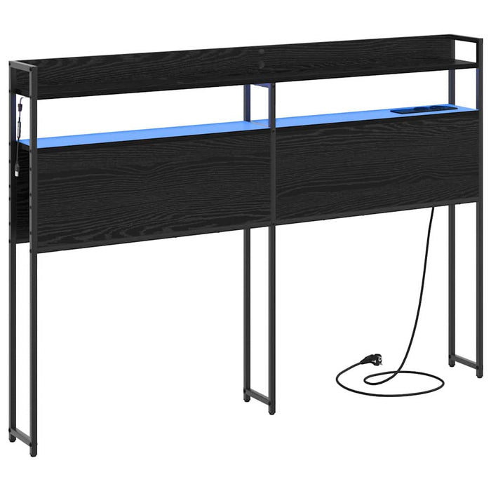 Testiera con lo scaffale-Testata contenitore Rovere nero 135 cm Legno multistrato