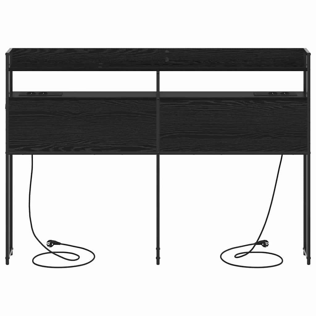 Testiera con lo scaffale-Testata contenitore Rovere nero 140 cm Legno multistrato