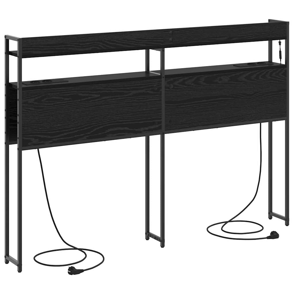 Testiera con lo scaffale-Testata contenitore Rovere nero 150 cm Legno multistrato