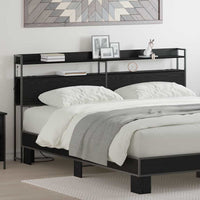 Testiera con lo scaffale-Testata contenitore Rovere nero 180 cm Legno multistrato