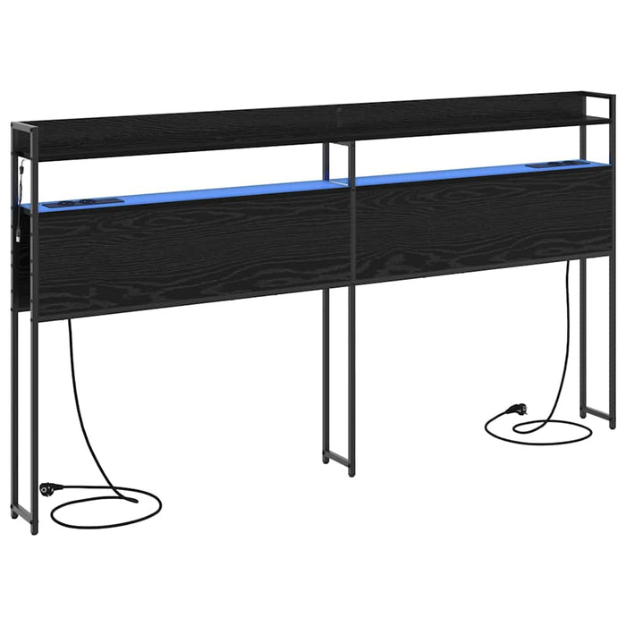 Testiera con lo scaffale-Testata contenitore Rovere nero 180 cm Legno multistrato