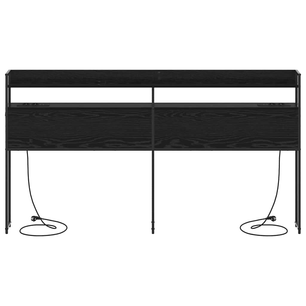 Testiera con lo scaffale-Testata contenitore Rovere nero 180 cm Legno multistrato