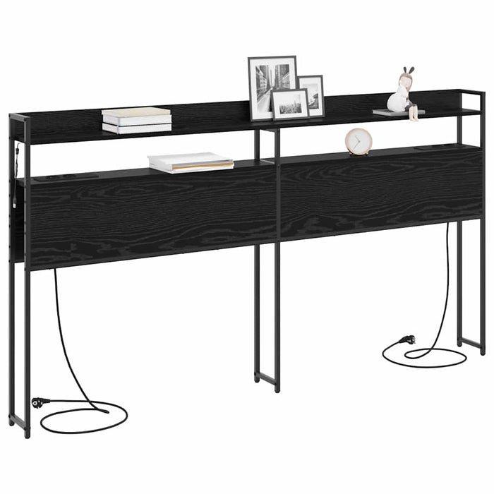 Testiera con lo scaffale-Testata contenitore Rovere nero 180 cm Legno multistrato