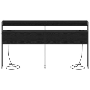 Testiera con lo scaffale-Testata contenitore Rovere nero 200 cm Legno multistrato