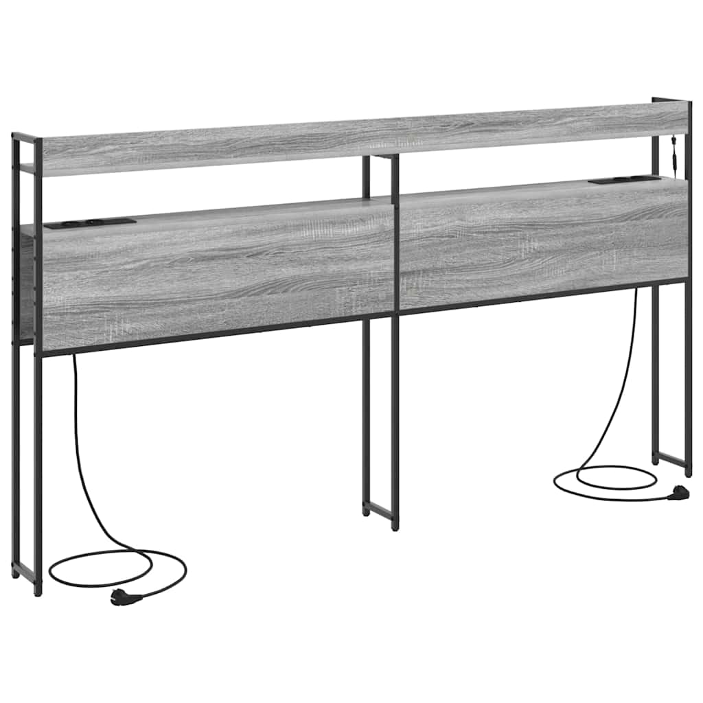Testiera con lo scaffale-Testata contenitore Grigio sonoma 200 cm Legno multistrato