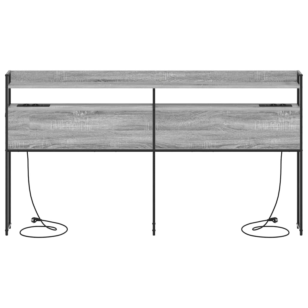 Testiera con lo scaffale-Testata contenitore Grigio sonoma 200 cm Legno multistrato