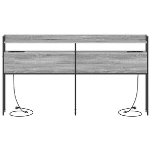 Testiera con lo scaffale-Testata contenitore Grigio sonoma 200 cm Legno multistrato