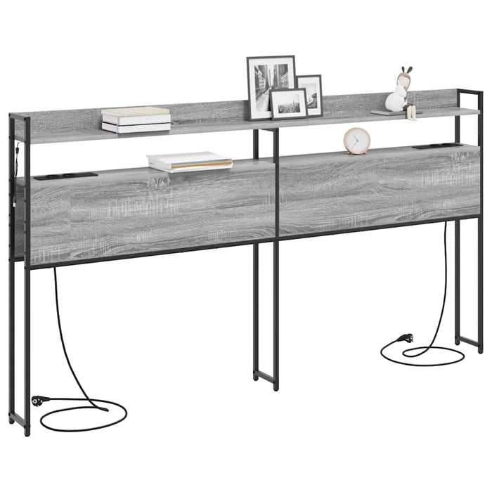 Testiera con lo scaffale-Testata contenitore Grigio sonoma 200 cm Legno multistrato