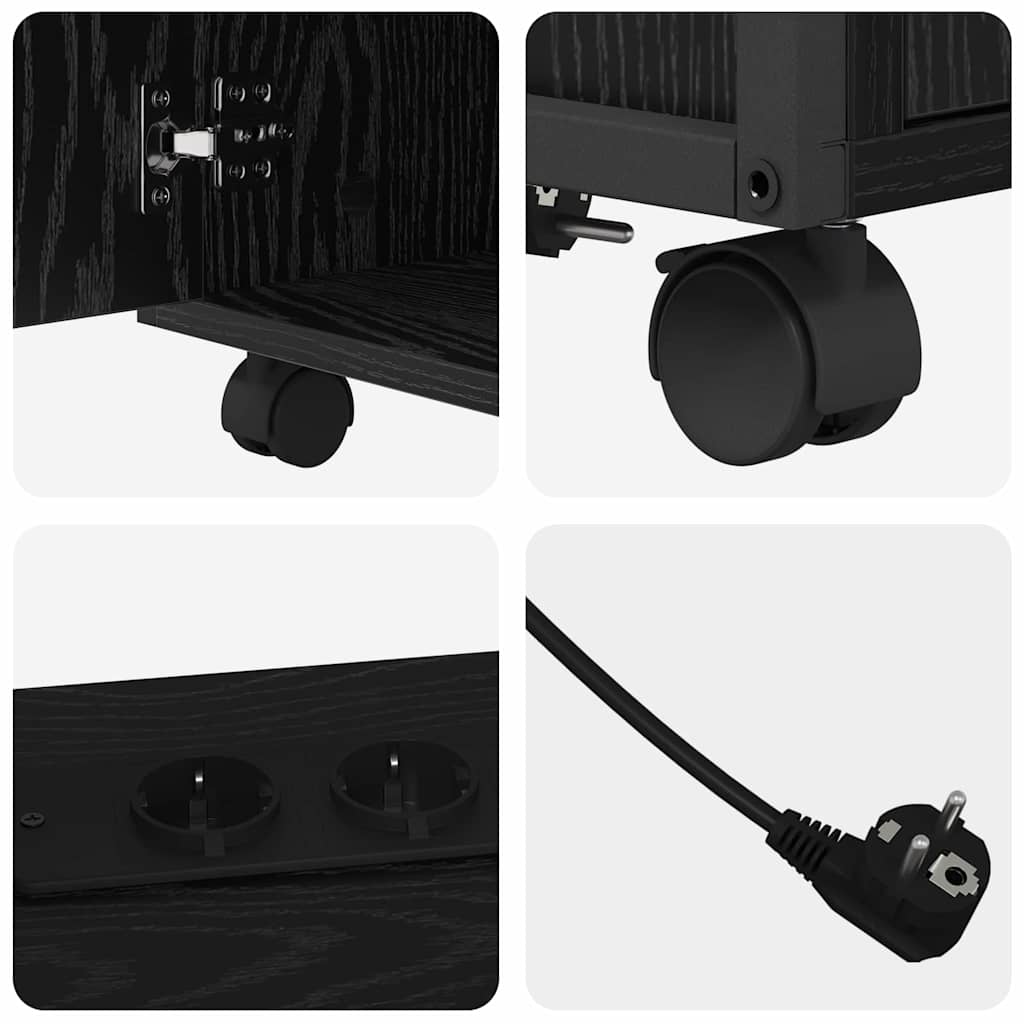 vidaXL Mobile per Ufficio con ruota Rovere nero 61 x 46 x 67 cm