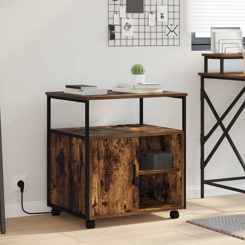 vidaXL Mobile per Ufficio con ruota Rovere fumo 61 x 46 x 67 cm