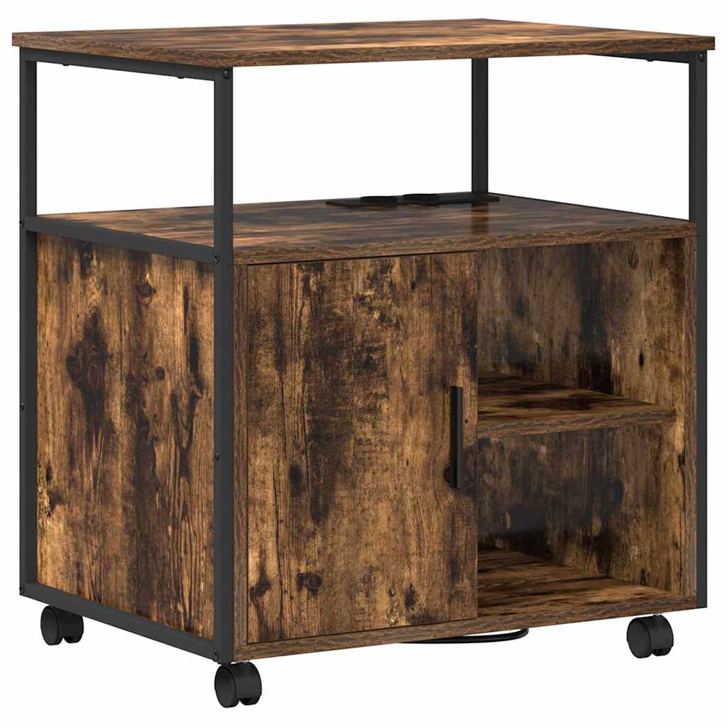 vidaXL Mobile per Ufficio con ruota Rovere fumo 61 x 46 x 67 cm