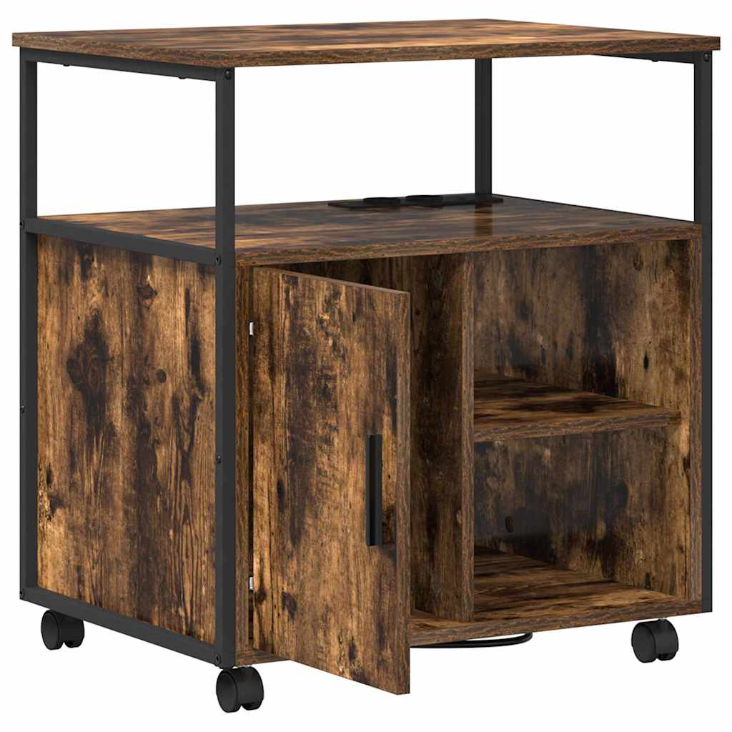 vidaXL Mobile per Ufficio con ruota Rovere fumo 61 x 46 x 67 cm