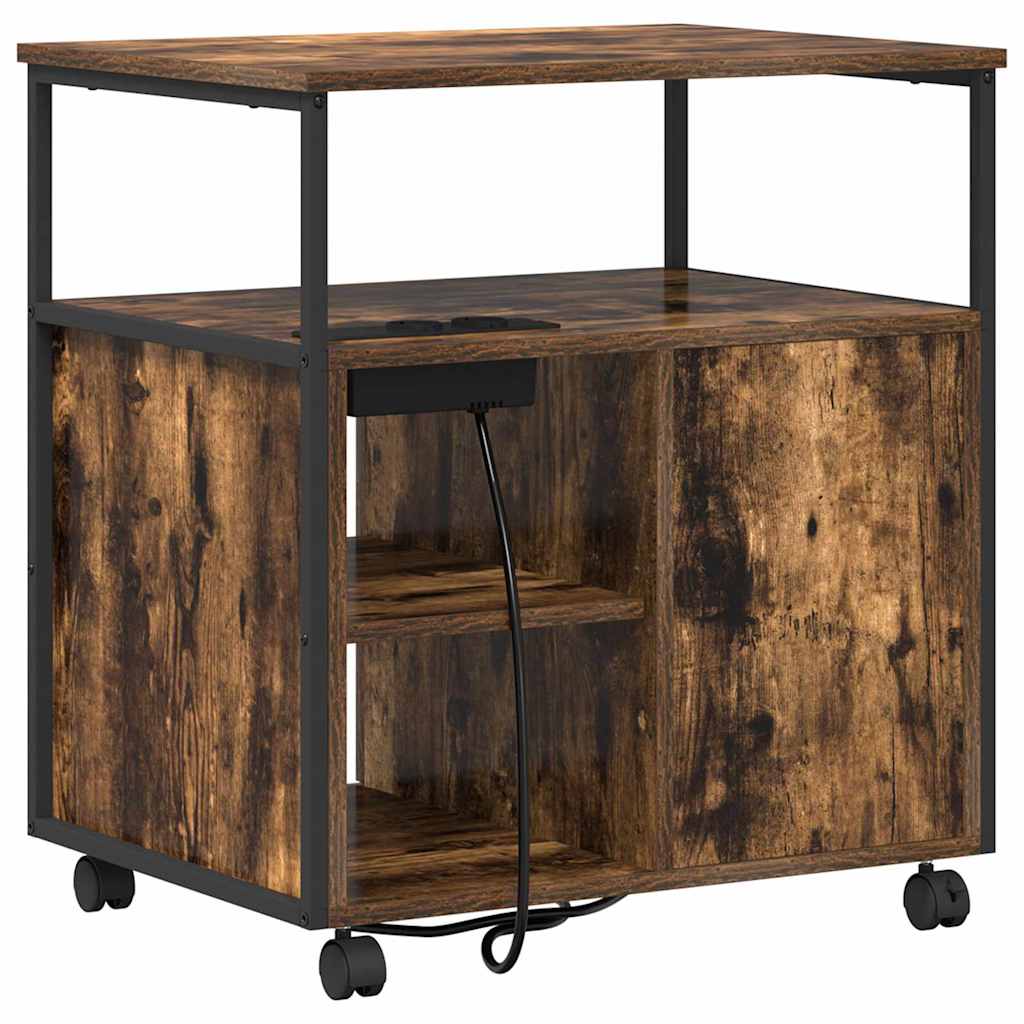 vidaXL Mobile per Ufficio con ruota Rovere fumo 61 x 46 x 67 cm