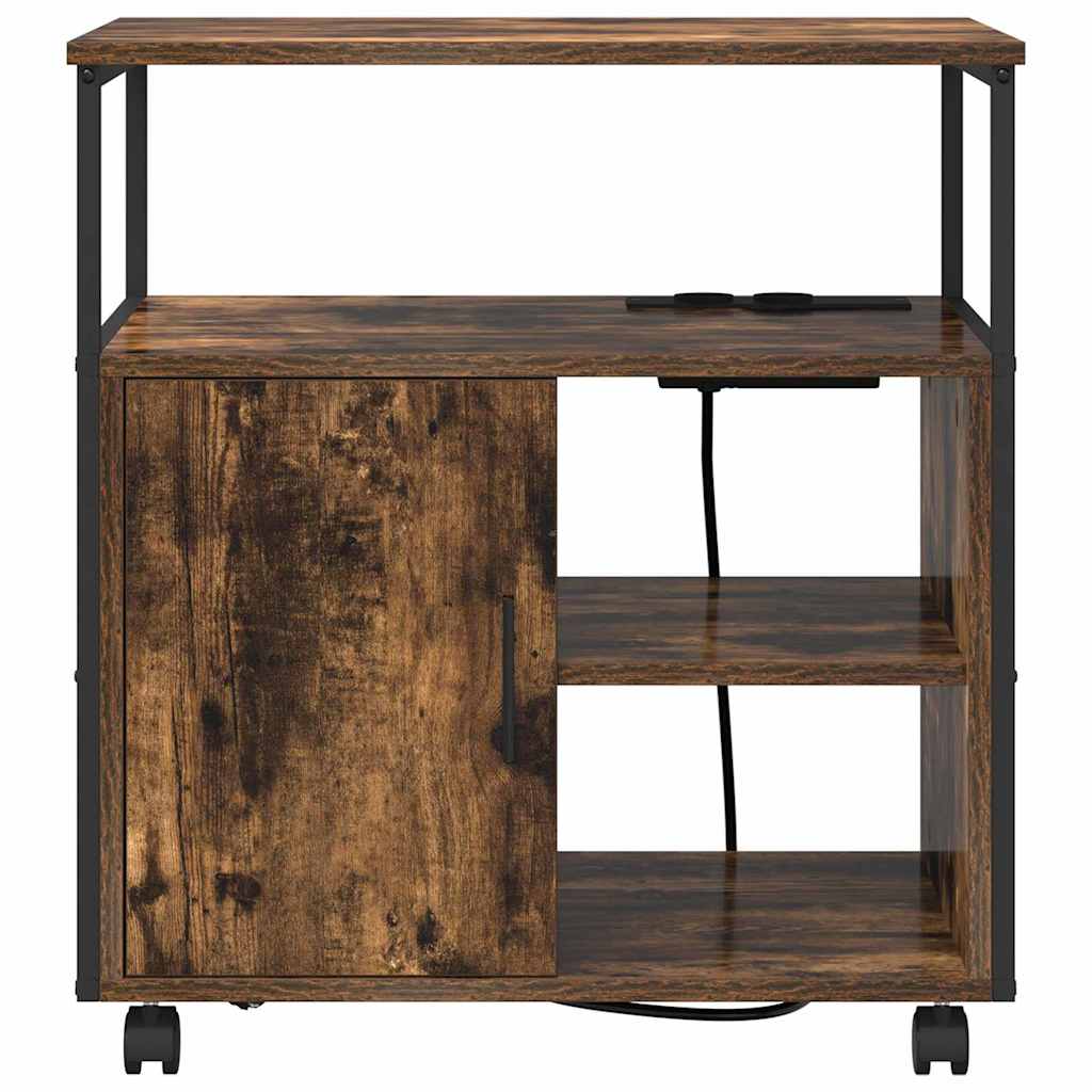 vidaXL Mobile per Ufficio con ruota Rovere fumo 61 x 46 x 67 cm