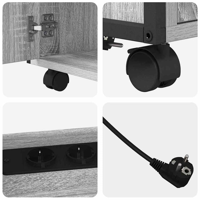 vidaXL Mobile per Ufficio con ruota Grigio sonoma 61 x 46 x 67 cm