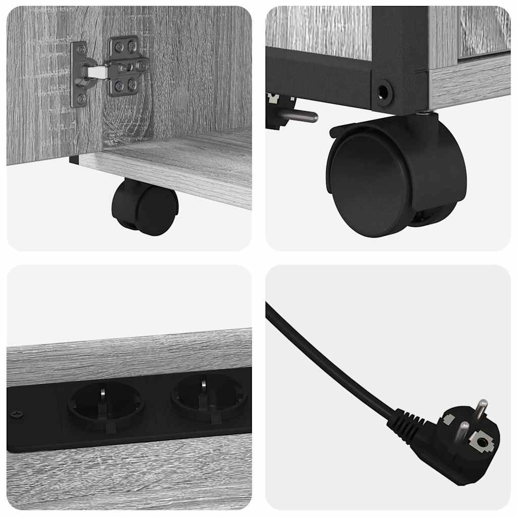 Armadio per Ufficio con Stazione di Ricarica Grigio sonoma 859833