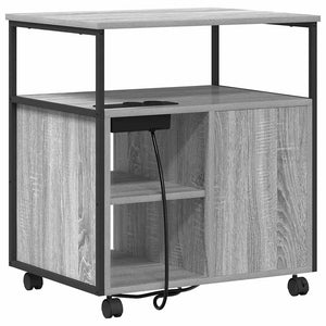 vidaXL Mobile per Ufficio con ruota Grigio sonoma 61 x 46 x 67 cm