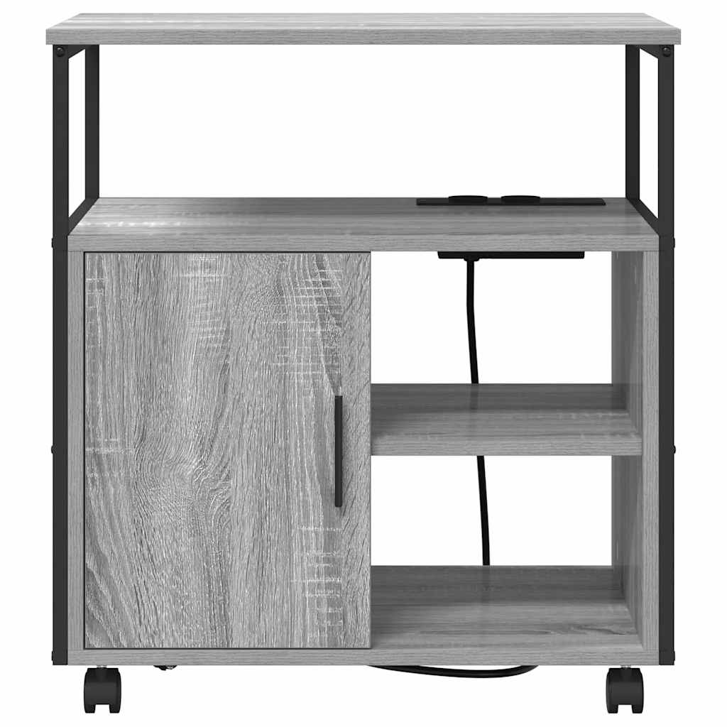 vidaXL Mobile per Ufficio con ruota Grigio sonoma 61 x 46 x 67 cm