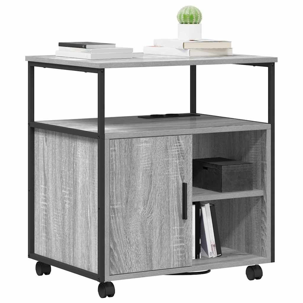 vidaXL Mobile per Ufficio con ruota Grigio sonoma 61 x 46 x 67 cm