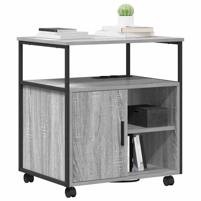 vidaXL Mobile per Ufficio con ruota Grigio sonoma 61 x 46 x 67 cm