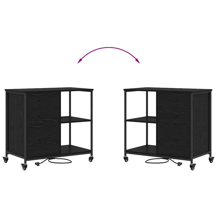 vidaXL Mobile per Ufficio con ruota Rovere nero 76 x 41 x 72 cm