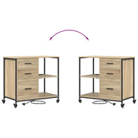 vidaXL Mobile per Ufficio con ruota rovere sonoma 76 x 41 x 72 cm