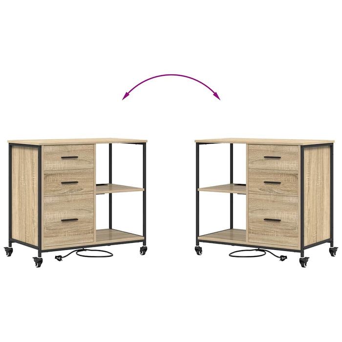 vidaXL Mobile per Ufficio con ruota rovere sonoma 76 x 41 x 72 cm