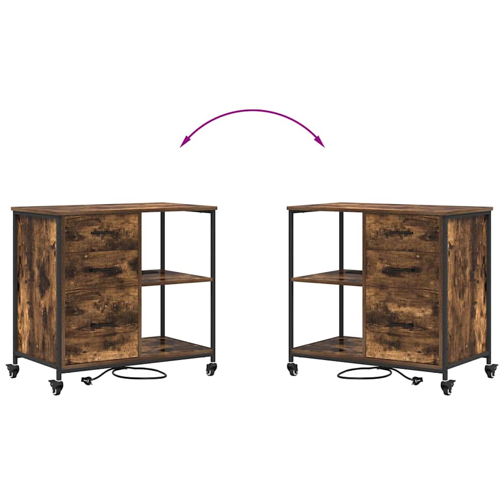 vidaXL Mobile per Ufficio con ruota Rovere fumo 76 x 41 x 72 cm