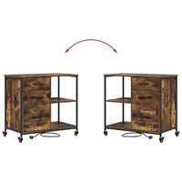 vidaXL Mobile per Ufficio con ruota Rovere fumo 76 x 41 x 72 cm