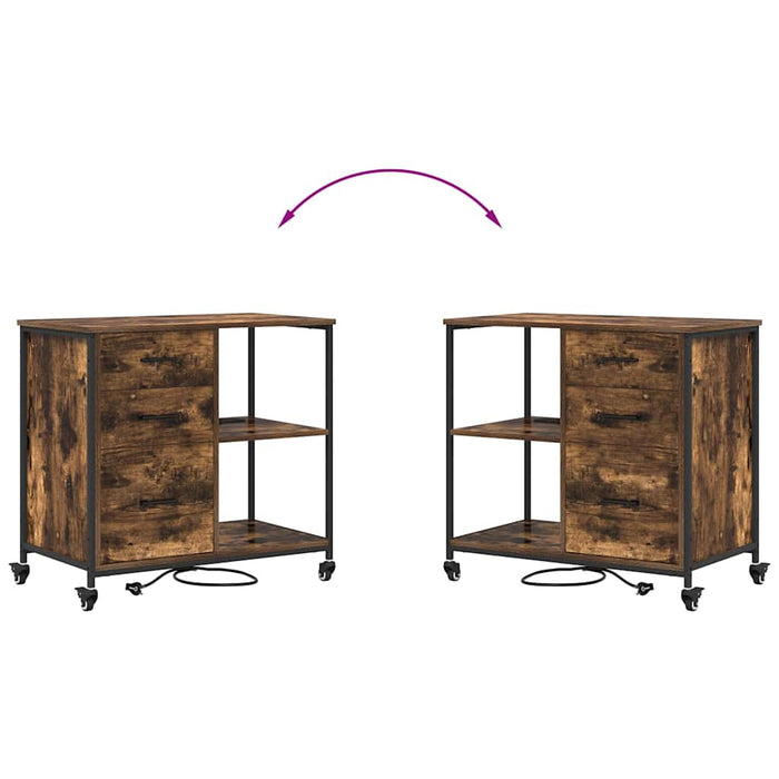 vidaXL Mobile per Ufficio con ruota Rovere fumo 76 x 41 x 72 cm