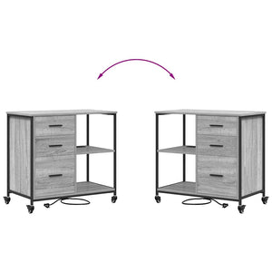 vidaXL Mobile per Ufficio con ruota Grigio sonoma 76 x 41 x 72 cm