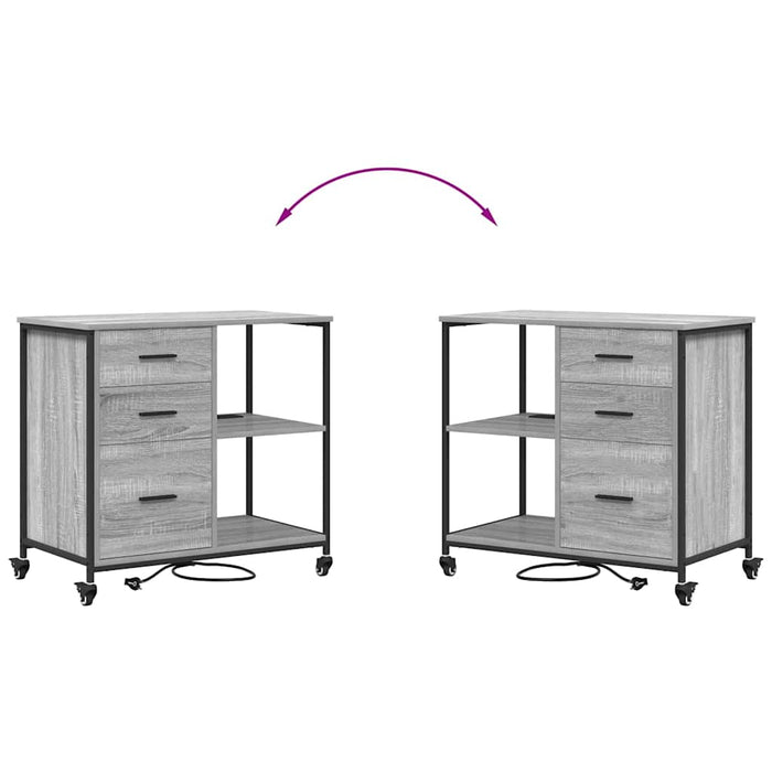 vidaXL Mobile per Ufficio con ruota Grigio sonoma 76 x 41 x 72 cm