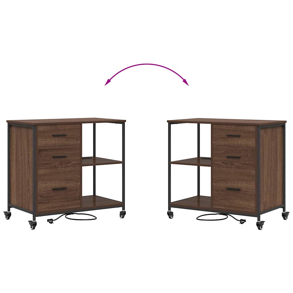 vidaXL Mobile per Ufficio con ruota Rovere marrone 76 x 41 x 72 cm