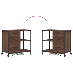 vidaXL Mobile per Ufficio con ruota Rovere marrone 76 x 41 x 72 cm