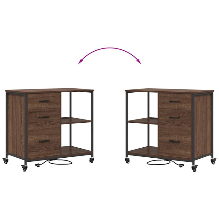 vidaXL Mobile per Ufficio con ruota Rovere marrone 76 x 41 x 72 cm