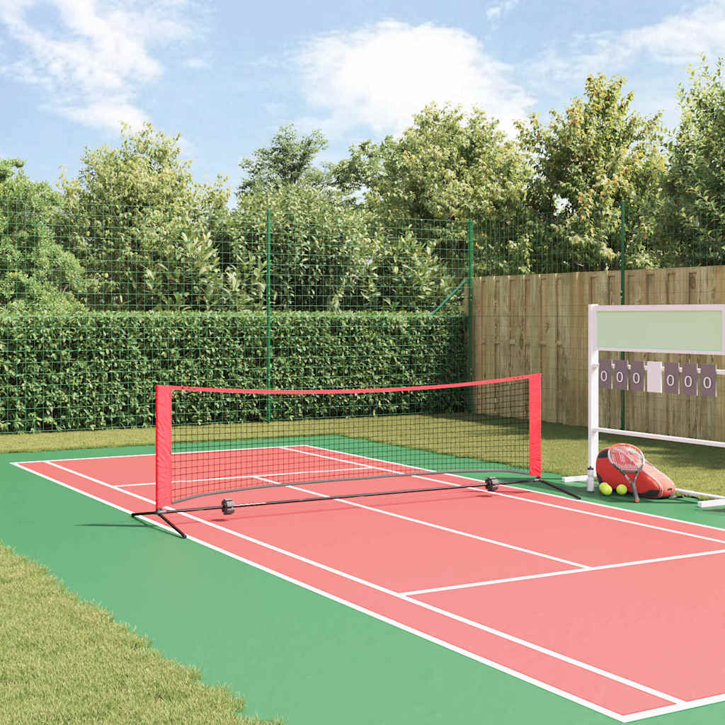 vidaXL Rete da tennis Nero e rosso 301 x 90.5 x 87 cm Poliestere