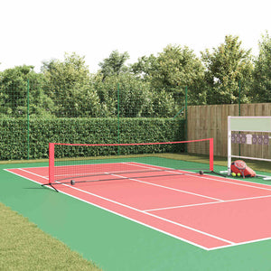 vidaXL Rete da tennis Manuale Nero e rosso 396 x 92 x 87 cm Poliestere