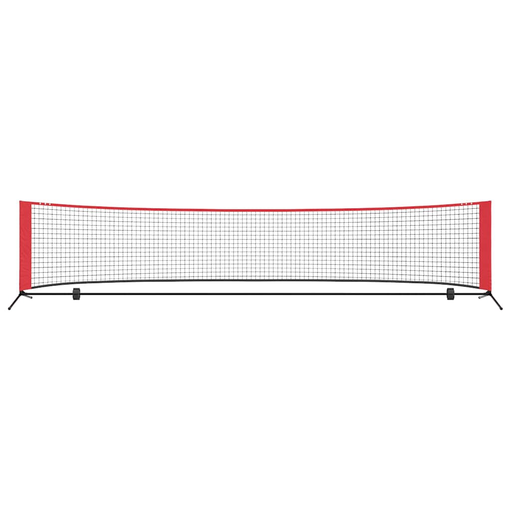 vidaXL Rete da tennis Manuale Nero e rosso 396 x 92 x 87 cm Poliestere