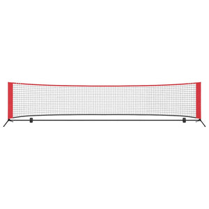 vidaXL Rete da tennis Manuale Nero e rosso 396 x 92 x 87 cm Poliestere