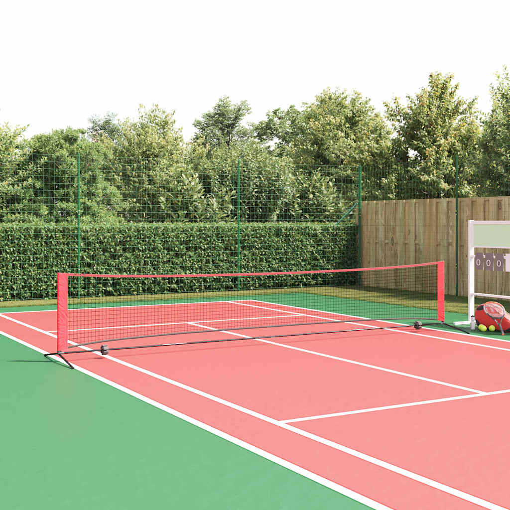 vidaXL Rete da tennis Nero e rosso 494.5 x 90 x 87 cm Poliestere