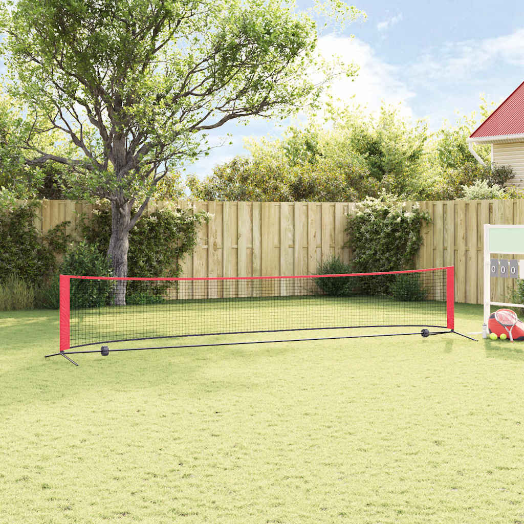 vidaXL Rete da tennis Nero e rosso 494.5 x 90 x 87 cm Poliestere