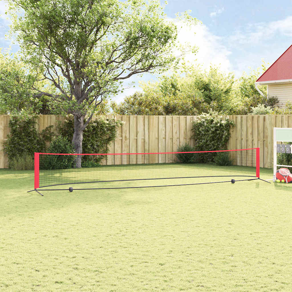 vidaXL Rete da tennis Nero e rosso 595 x 90.5 x 87 cm Poliestere