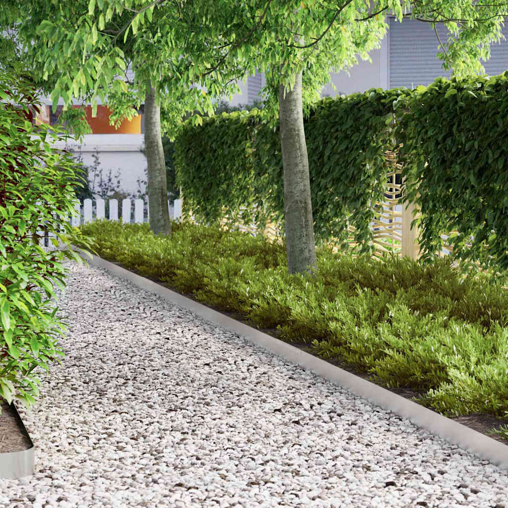 vidaXL Finitura per Prato da Giardino 4 pcs Argento 450 x 10 cm