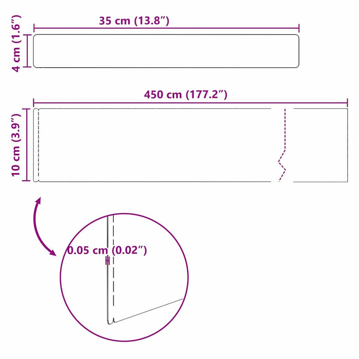 vidaXL Finitura per Prato da Giardino 4 pcs Argento 450 x 10 cm