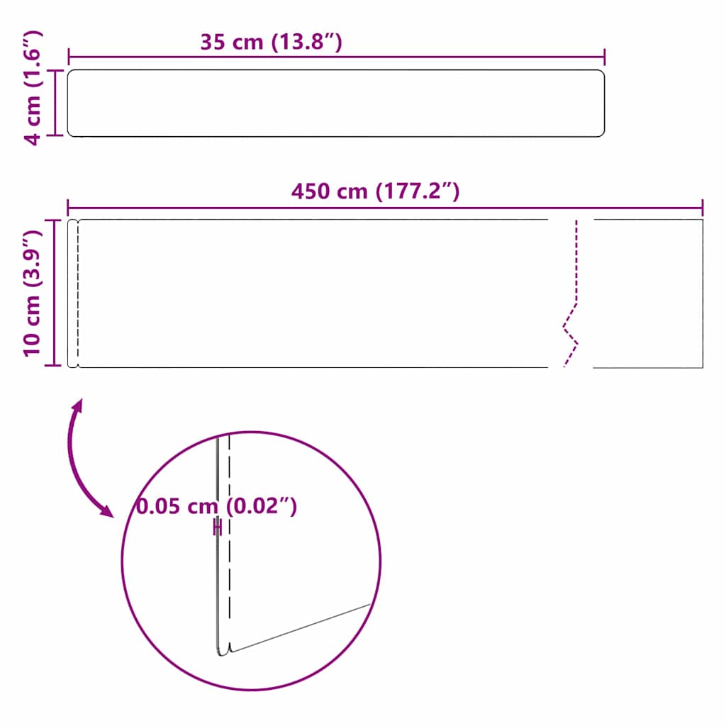 vidaXL Finitura per Prato da Giardino 4 pcs Argento 450 x 10 cm